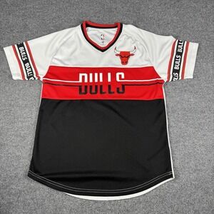 Chicago Bulls Warm-Up NBA Jersey Men's Medium Red White Black Classic Stripes